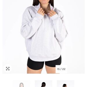 P’tula cloud quarter zip in like new condition light gray with pink detail